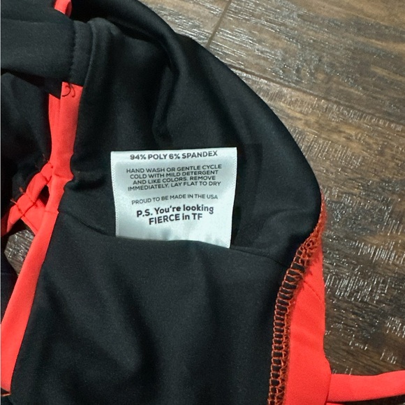 Tiger Friday Women's Black & Coral/Orange Color Tie Sports Bra Size Adult Small - Picture 5 of 7